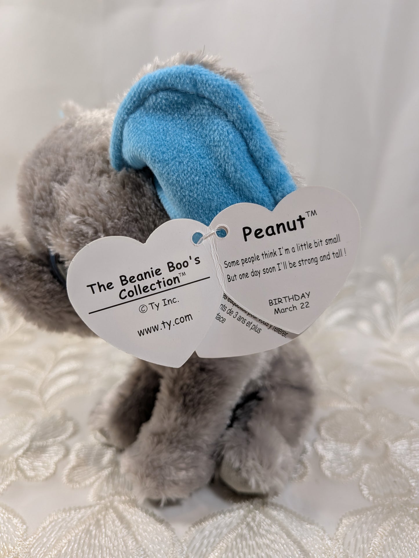 Ty Beanie Boo - Peanut The Elephant (6in) *Rare* First Generation, Purple Tag