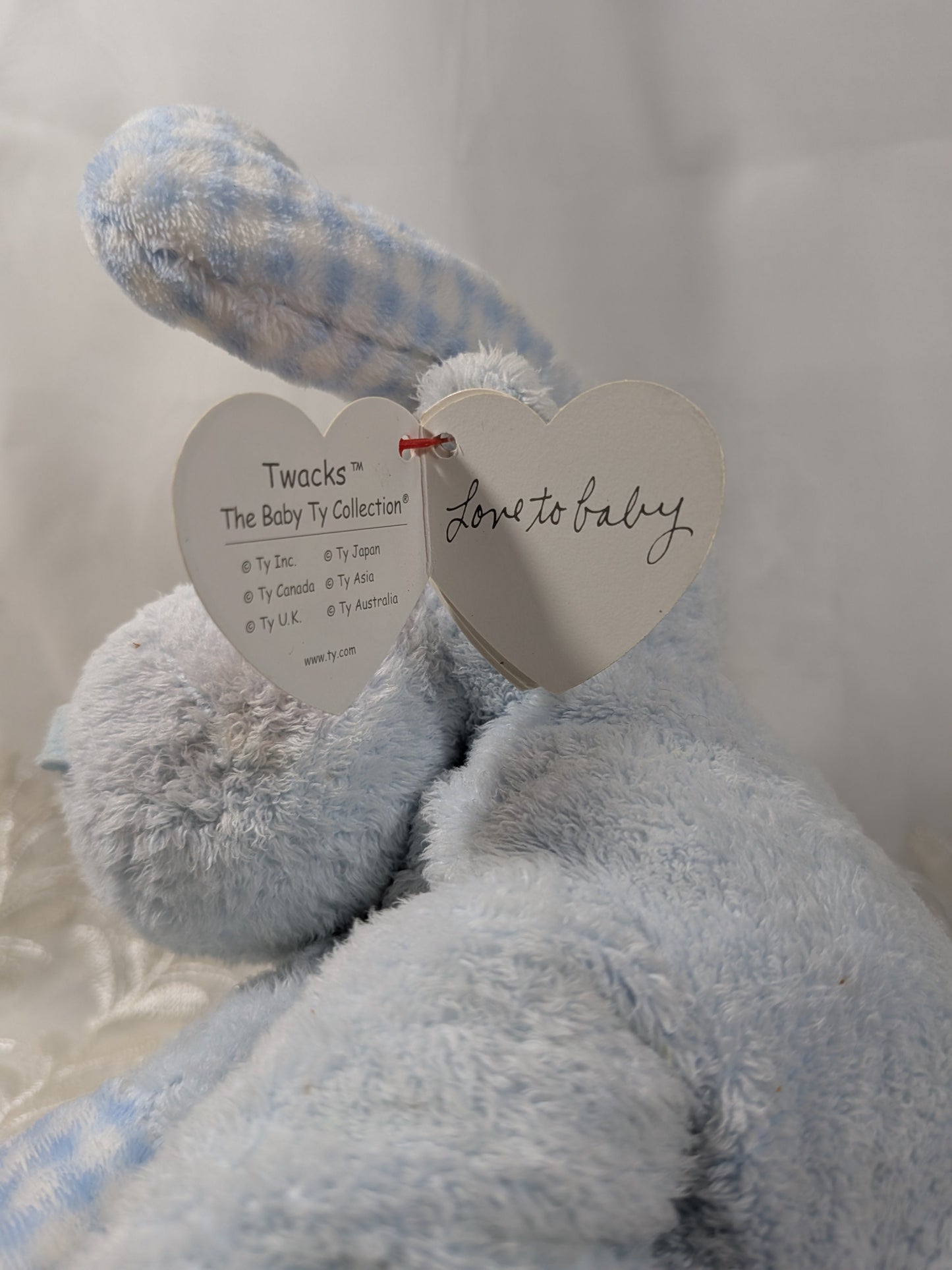 Ty Baby Collection - Twacks The Light Blue Moose (10in) Faded Tag - Vintage Beanies Canada