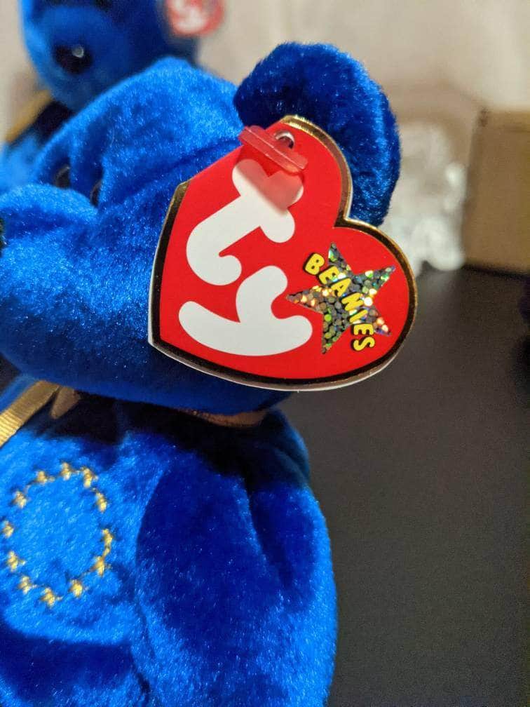 Ty Beanie Baby + Beanie Buddy Unity The Blue Bear lot (Sold As Set) - Vintage Beanies Canada