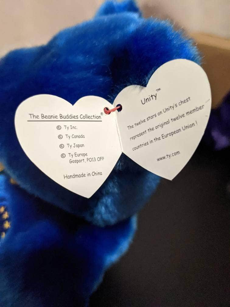Ty Beanie Baby + Beanie Buddy Unity The Blue Bear lot (Sold As Set) - Vintage Beanies Canada