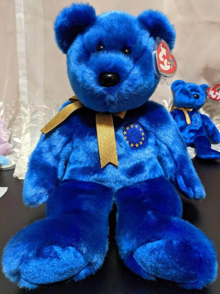 Ty Beanie Baby + Beanie Buddy Unity The Blue Bear lot (Sold As Set) - Vintage Beanies Canada
