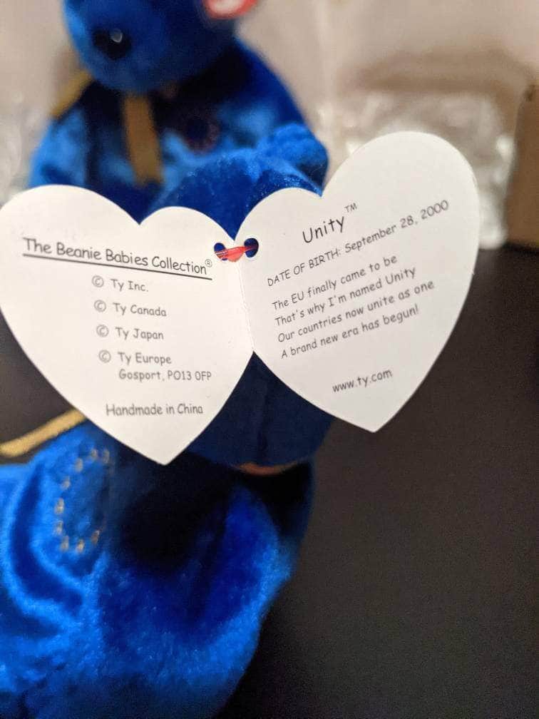 Ty Beanie Baby + Beanie Buddy Unity The Blue Bear lot (Sold As Set) - Vintage Beanies Canada
