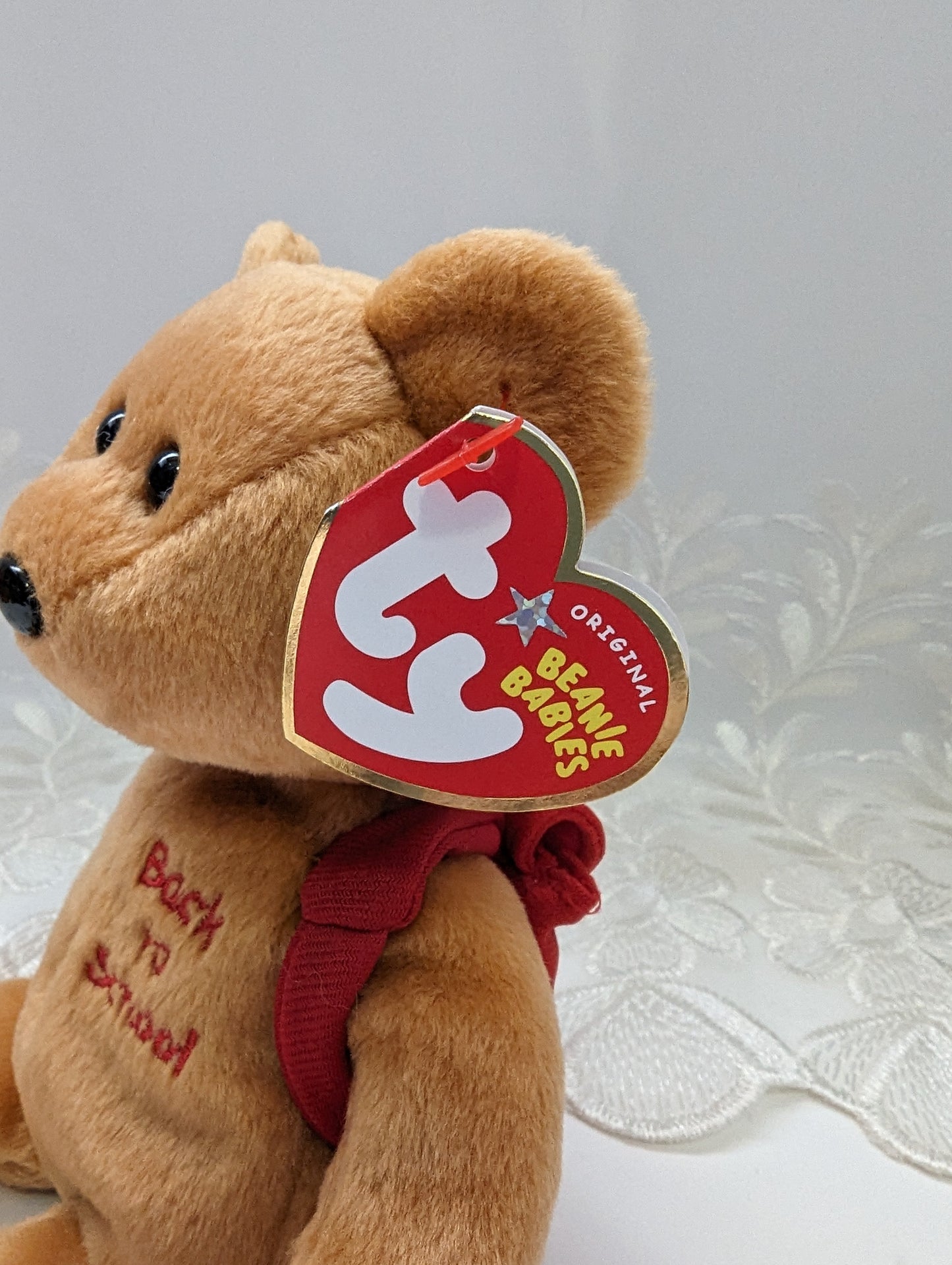 Ty Beanie Baby - Books The Bear With Red Backpack - Back To School (8.5in) - Vintage Beanies Canada
