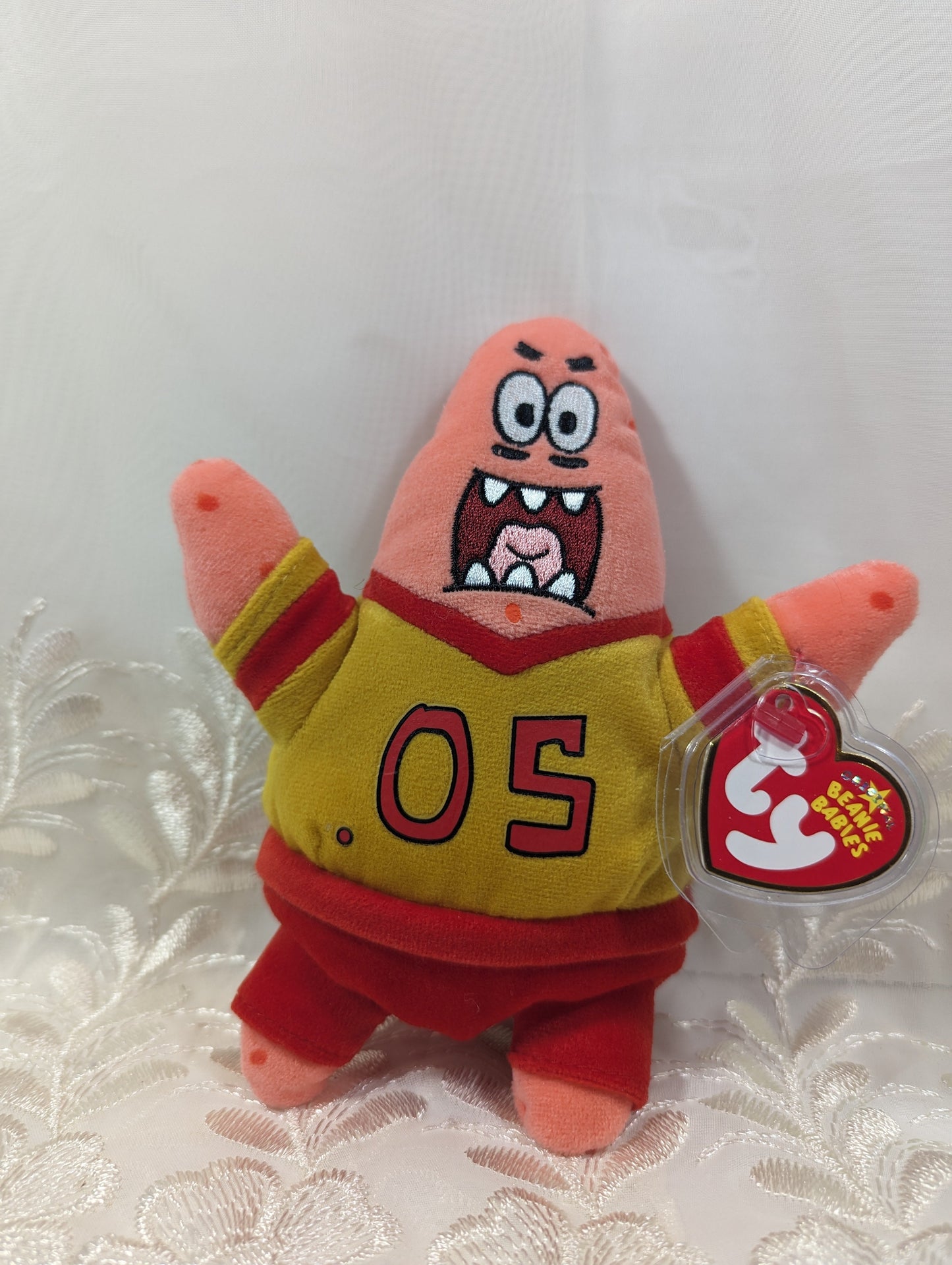 Ty Beanie Baby - Football Star the Patrick Starfish from SpongeBob SquarePants (7 in) - Vintage Beanies Canada