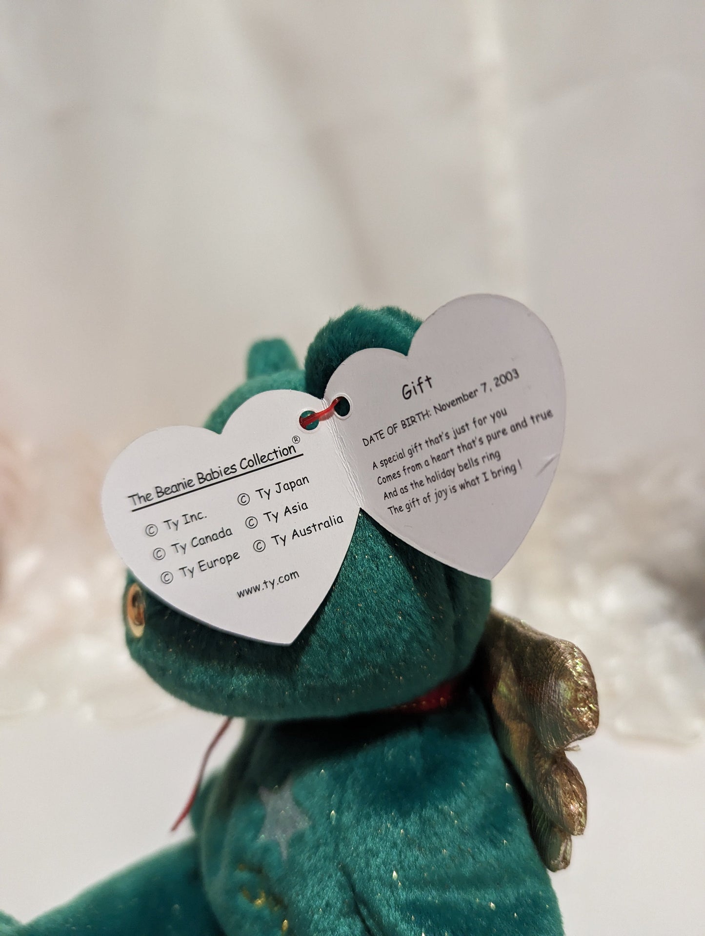 Ty Beanie Baby - Gift The Green Angel Bear (8.5 in) Joy Version - Vintage Beanies Canada