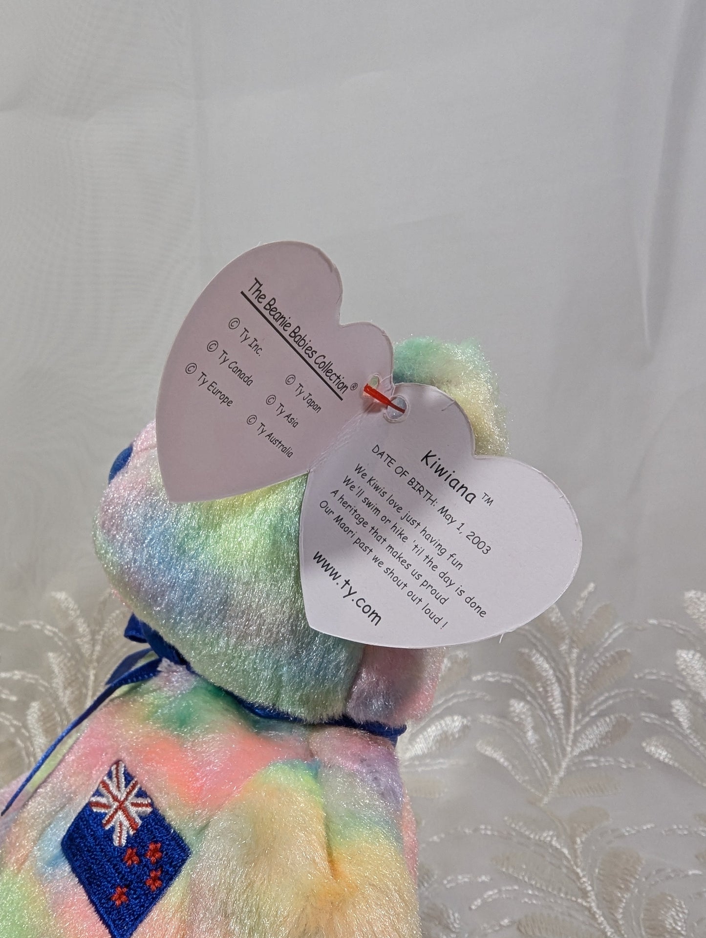 Ty Beanie Baby - Kiwiana The Multi - colored Bear - New Zealand Exclusive Asia - Pacific Collection (8.5in) - Vintage Beanies Canada