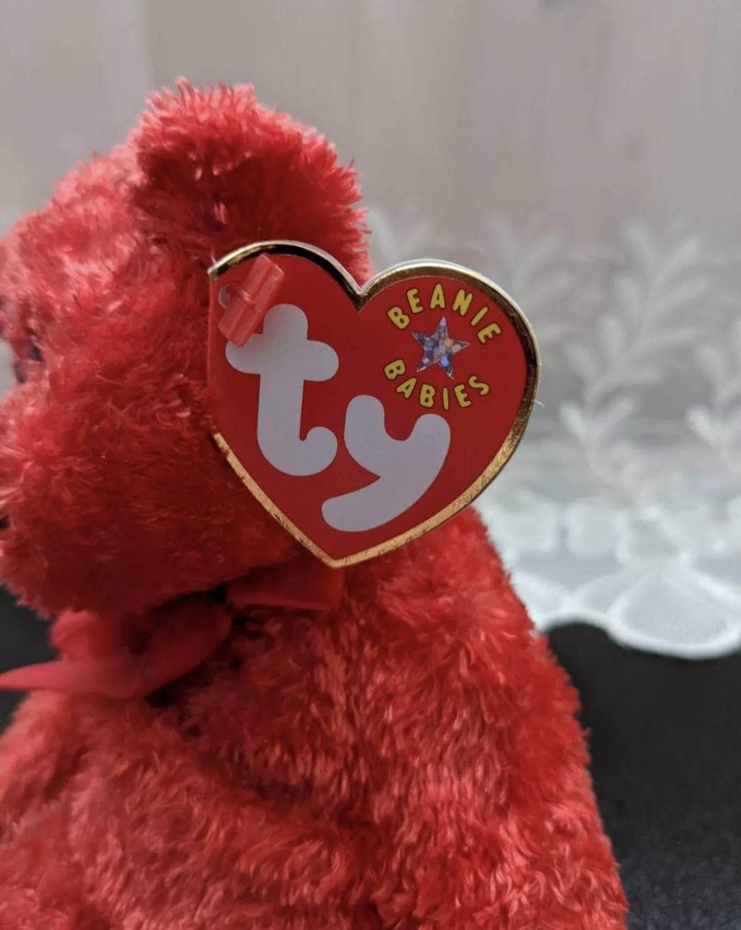 Ty Beanie Baby - Sizzle The Red Fuzzy Bear (8.5 in) - Vintage Beanies Canada