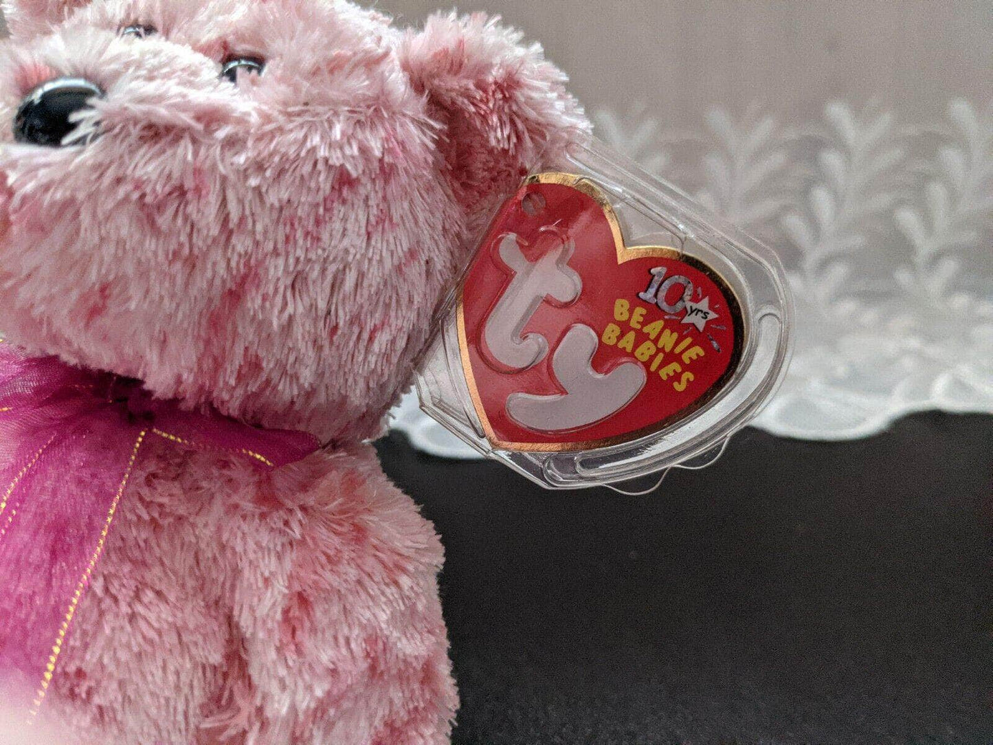 Ty Beanie Baby - Smitten Pink Bear (8.5in) Black Nose - Vintage Beanies Canada