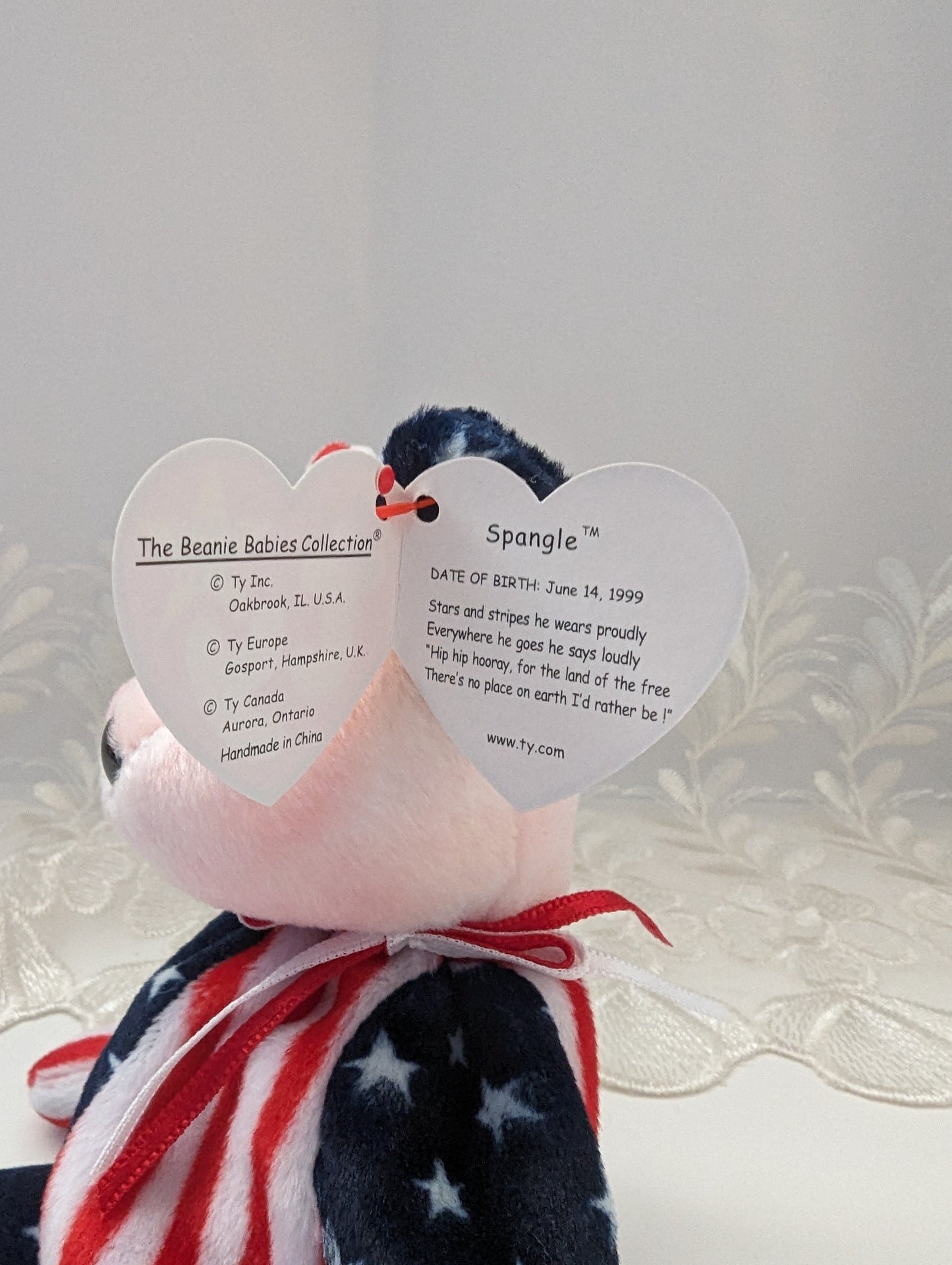 Ty Beanie Baby - Spangle The USA Bear Pink Face Version (8.5in) - Vintage Beanies Canada
