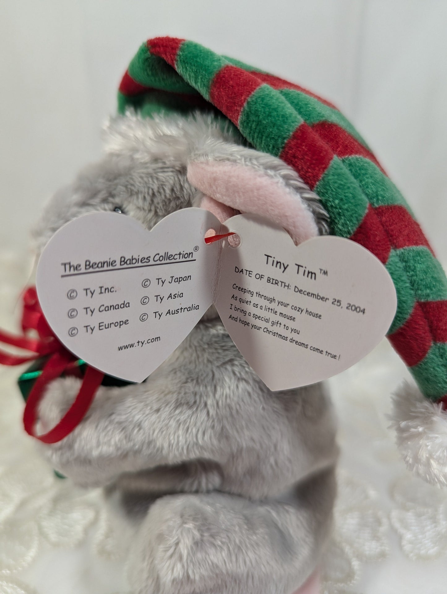 Ty Beanie Baby - Tiny Tim The Christmas Mouse (7in) Near Mint - Vintage Beanies Canada