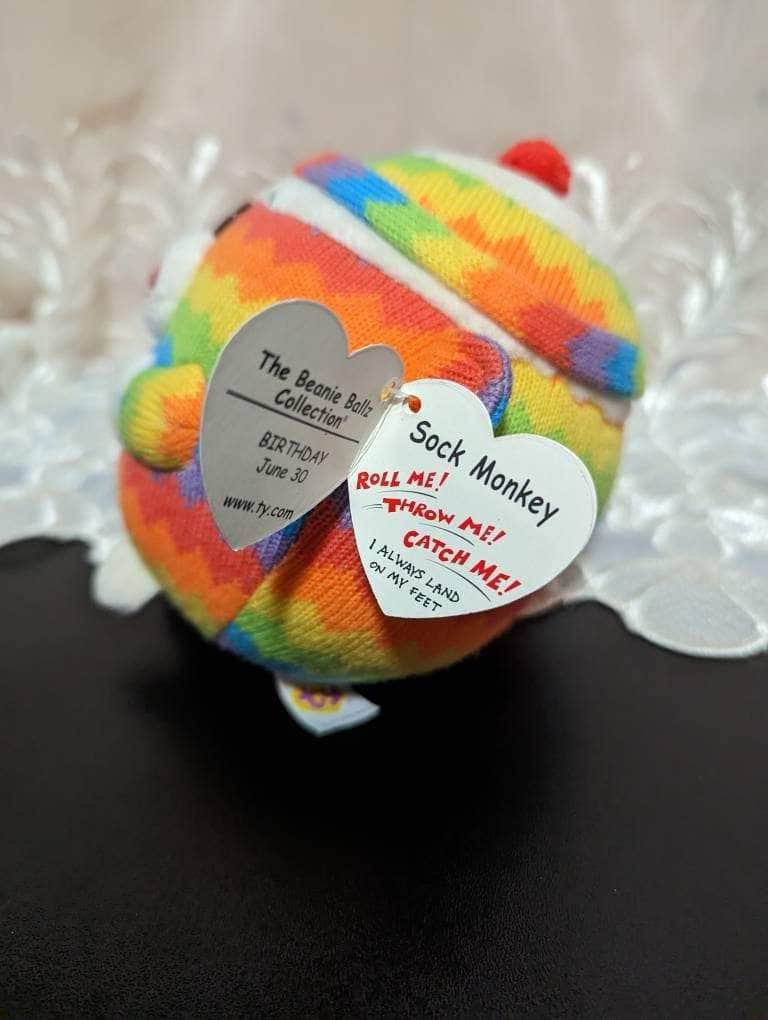 Ty Beanie Ballz - Sock Monkey The Multi-colored Monkey (5in) - Vintage Beanies Canada
