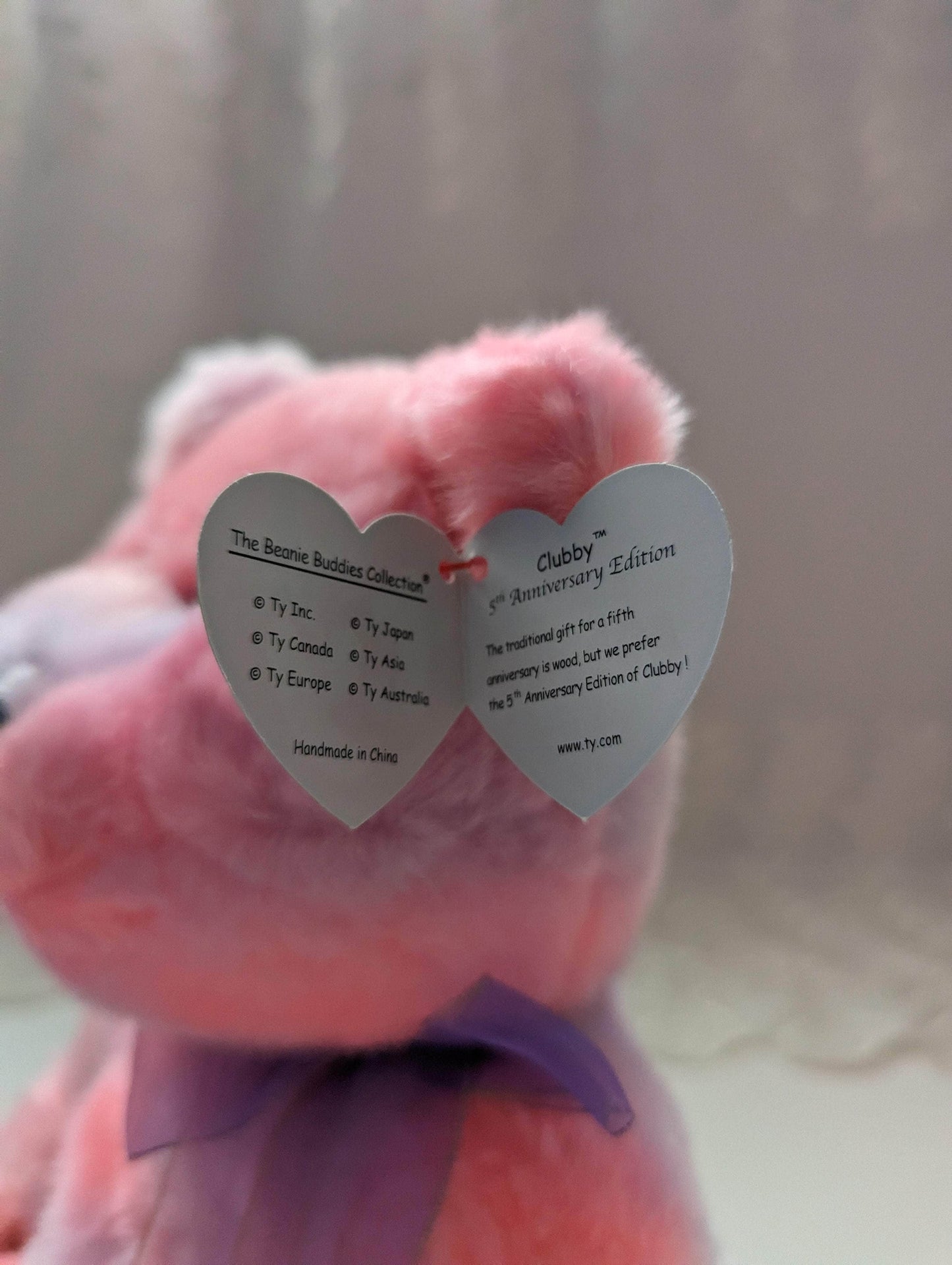 Ty Beanie Buddy - Clubby V The Pink Bear (13in) - Vintage Beanies Canada