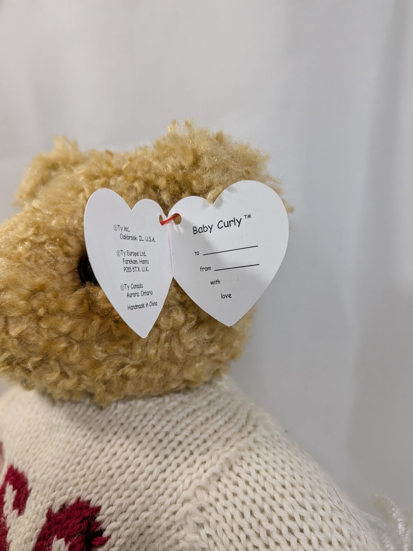 Ty Classic Collection - Baby Curly The Bear With USA Shirt (11 in) - Vintage Beanies Canada