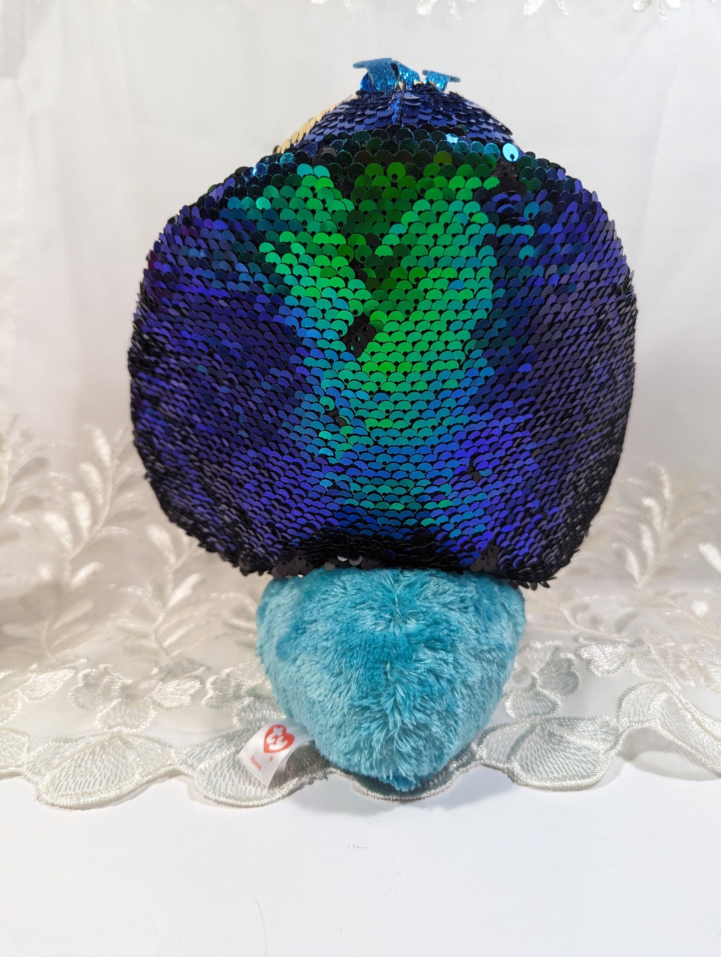 Ty Flippables - Tyson the Blue Sequined Peacock (9 In) Scuffed eyes - Vintage Beanies Canada