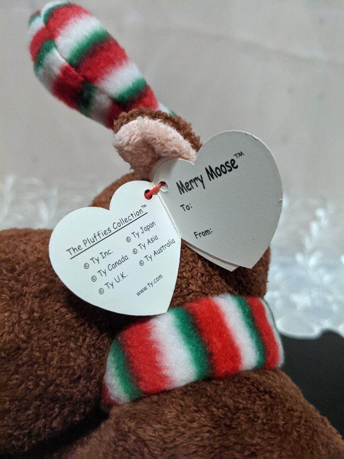 Ty Pluffies Collection - Merry Moose The Christmas Moose (9in) - Vintage Beanies Canada