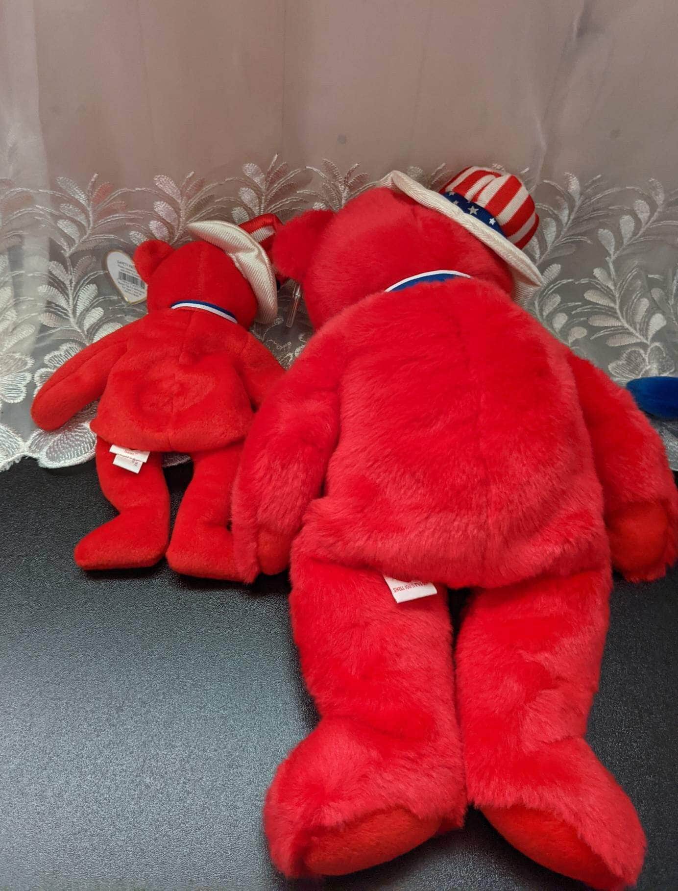 Ty Sam The Red Bear With Hat Beanie Baby + Beanie Buddy Lot (Sold As Pair) - Vintage Beanies Canada
