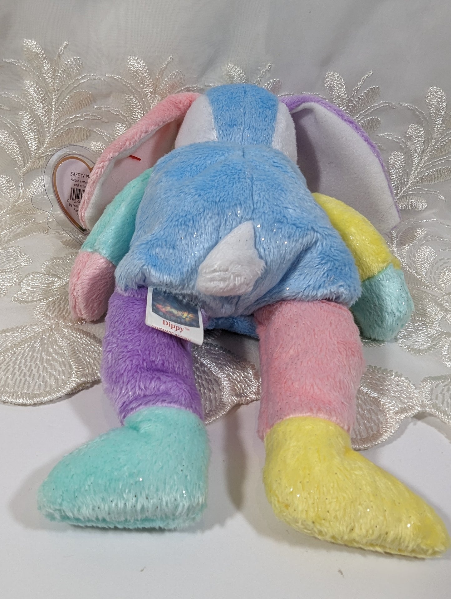 Ty Beanie Baby - Dippy the Multi-coloured Bunny Rabbit (8.5in) Blue Belly