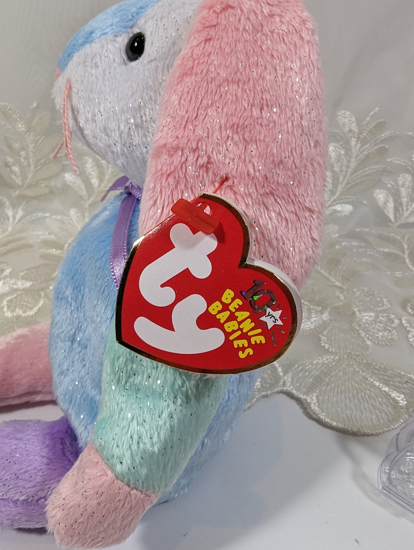 Ty Beanie Baby - Dippy the Multi-coloured Bunny Rabbit (8.5in) Blue Belly