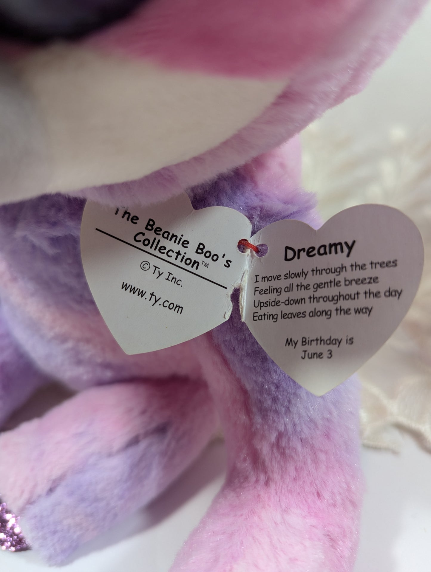 Ty Beanie Boo - Dreamy The Purple Sloth (9 in) Non-mint Tag