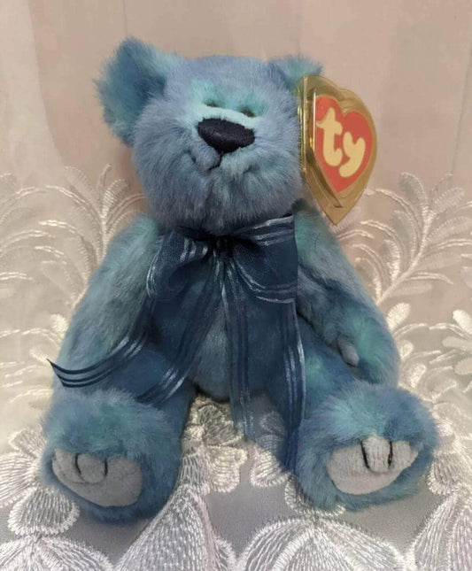 TY Attic Treasure Collection - Azure The Blue Teddy Bear (9in) - Vintage Beanies Canada