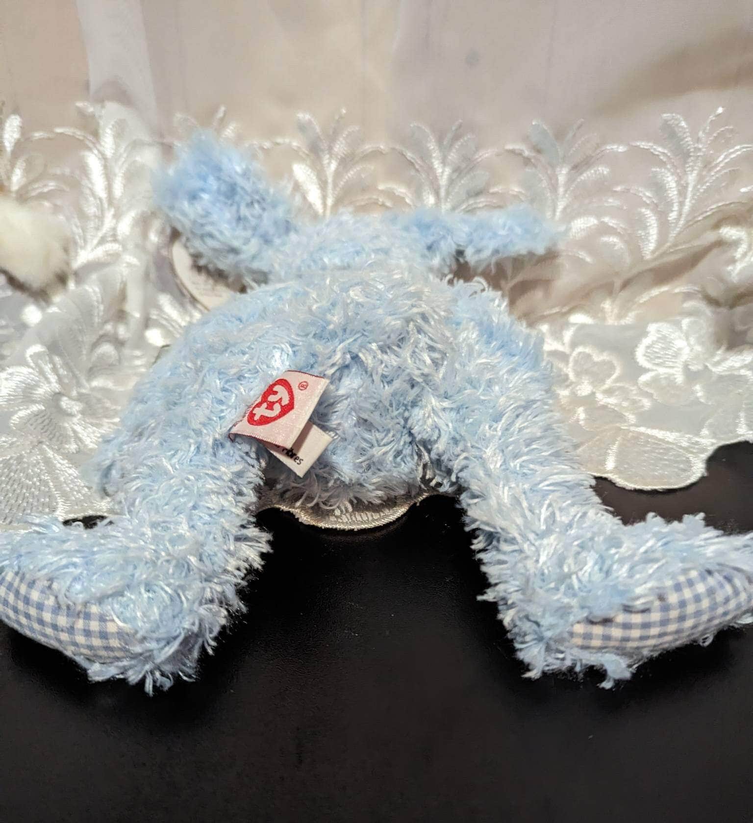 TY Attic Treasure Collection - Burrows The Blue Bunny Rabbit (9in) Non-mint Tags - Vintage Beanies Canada