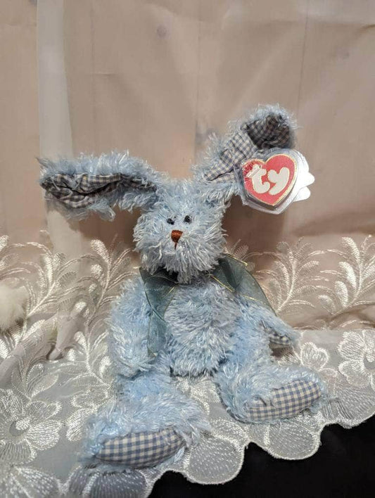TY Attic Treasure Collection - Burrows The Blue Bunny Rabbit (9in) Non-mint Tags - Vintage Beanies Canada