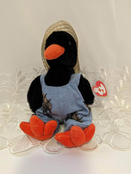 Ty Attic Treasure Collection - Cawley The Crow In Overalls (7in) - Vintage Beanies Canada