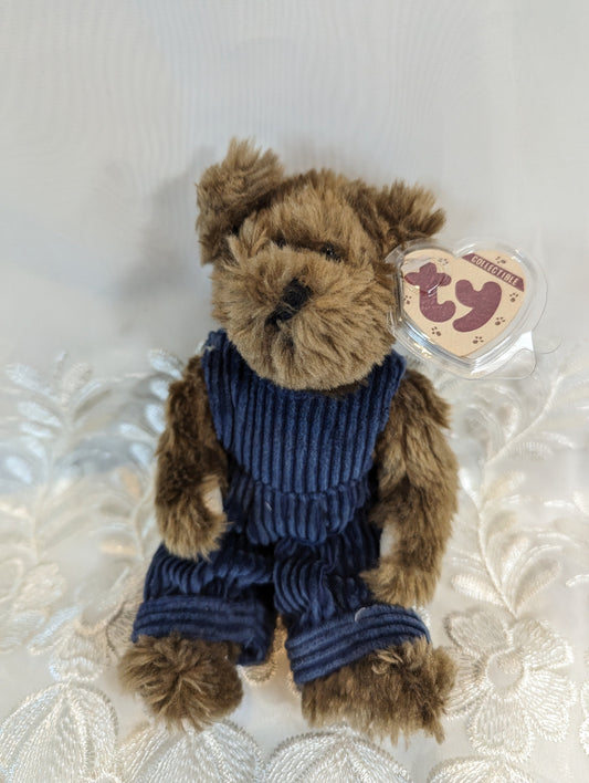 Ty Attic Treasure Collection - Christopher The Bear In Overalls (9in) - Vintage Beanies Canada