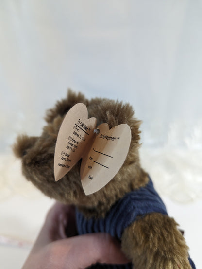 Ty Attic Treasure Collection - Christopher The Bear In Overalls (9in) - Vintage Beanies Canada