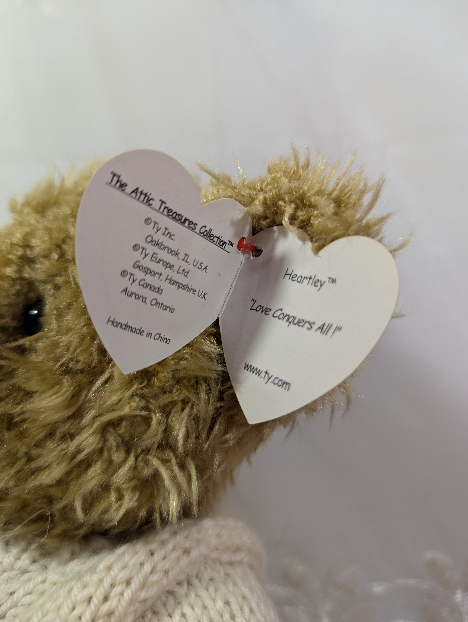 Ty Attic Treasure Collection - Heartley The Bear (12 in) Near Mint Tag - Vintage Beanies Canada