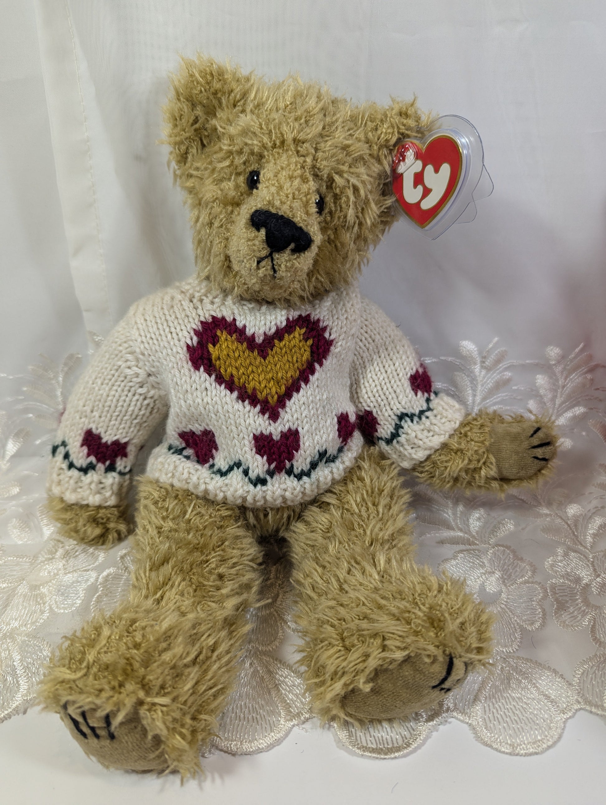 Ty Attic Treasure Collection - Heartley The Bear (12 in) Near Mint Tag - Vintage Beanies Canada