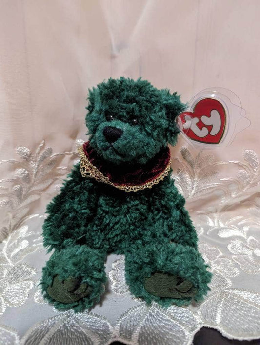 Ty Attic Treasure Collection - Laurel The Green Christmas Bear (8in) - Vintage Beanies Canada