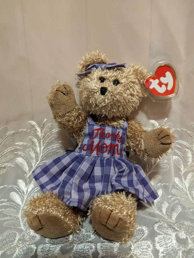 Ty Attic Treasure Collection - Mommy The Mother's Day Bear With Purple Dress "Thanks Mom" (9in) - Vintage Beanies Canada