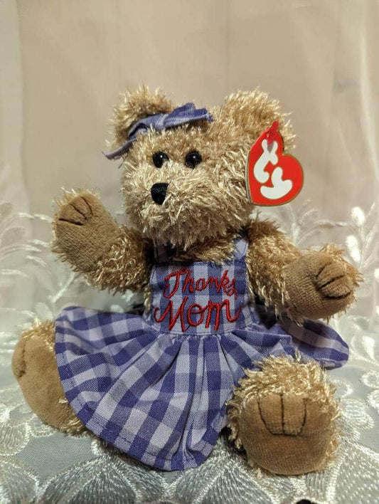 Ty Attic Treasure Collection - Mommy The Mother's Day Bear With Purple Dress "Thanks Mom" (9in) - Vintage Beanies Canada