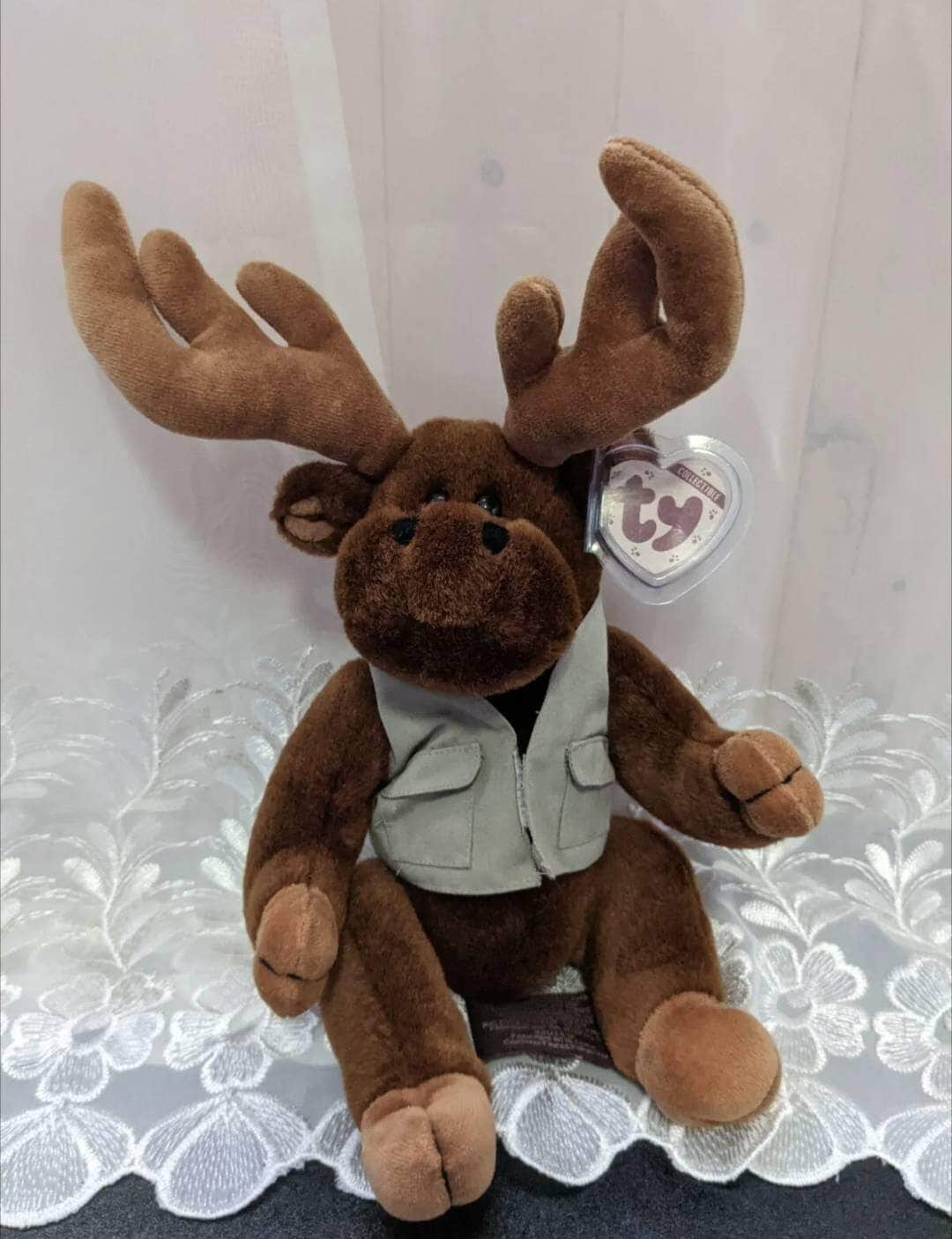 Ty Attic Treasure Collection - Montgomery The Moose With Vest (10.5 in) - Vintage Beanies Canada