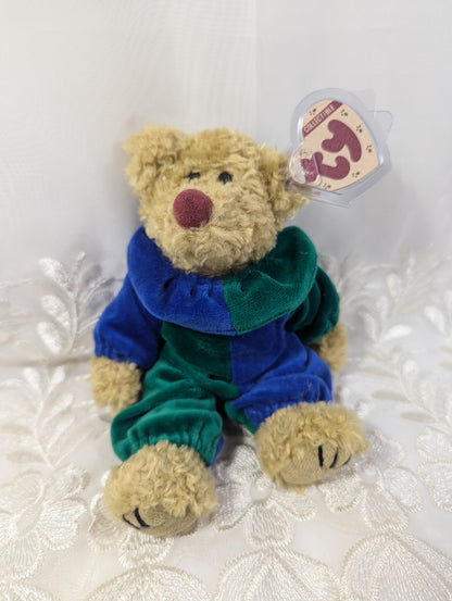 TY Attic Treasure Collection - Piccadilly The Clown Bear (8.5in) Blue / Green version - Vintage Beanies Canada