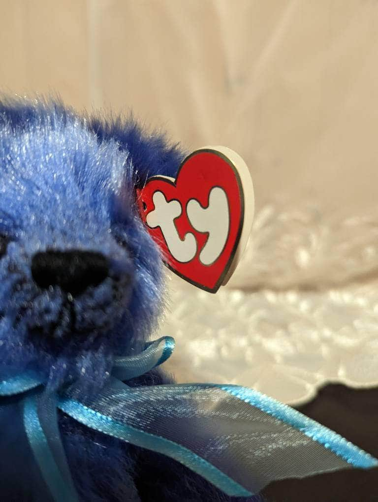 TY Attic Treasure Collection - River The Blue Bear (8in) - Vintage Beanies Canada