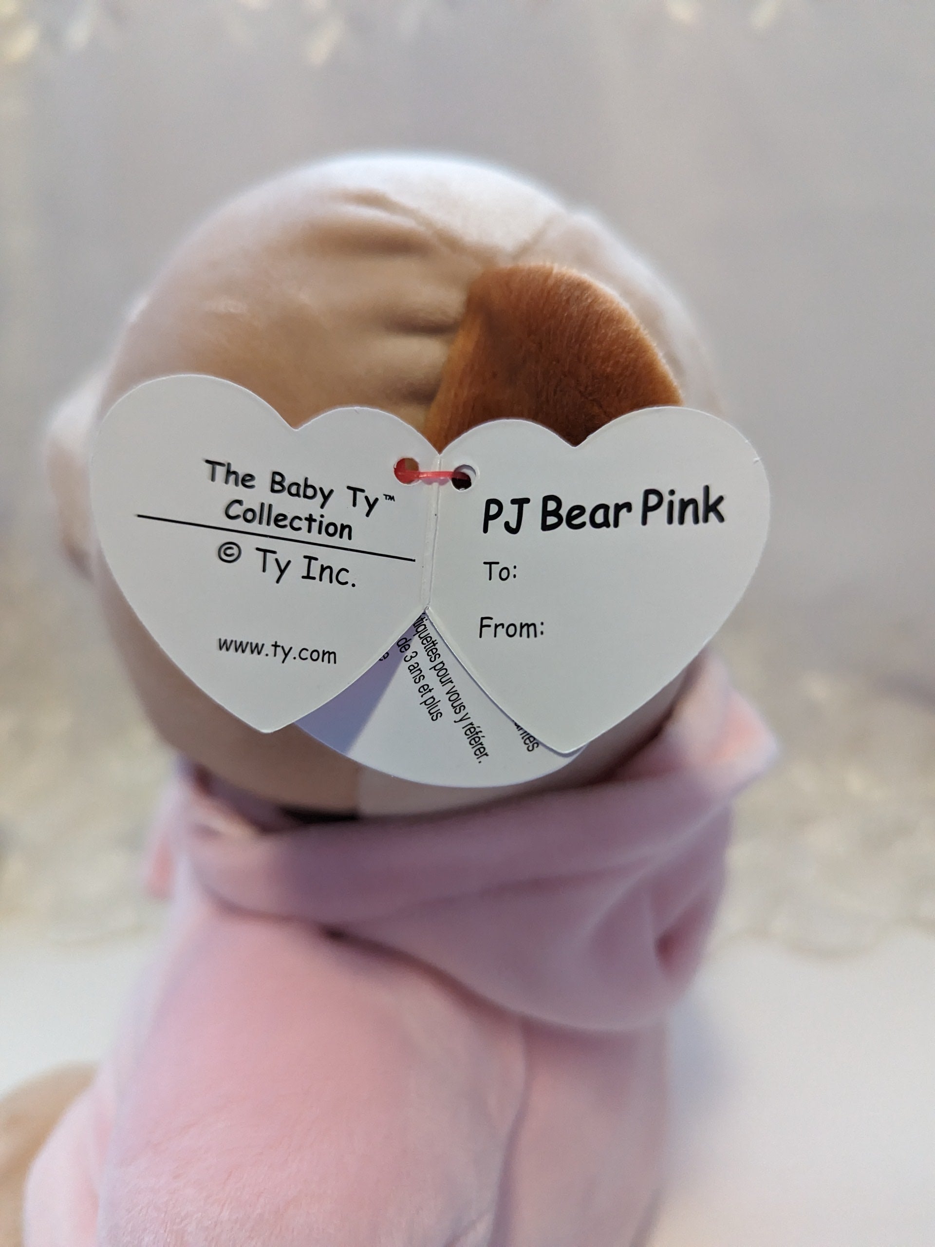Ty Baby Collection - PJ Bear Pink The Bear (10in) - Vintage Beanies Canada