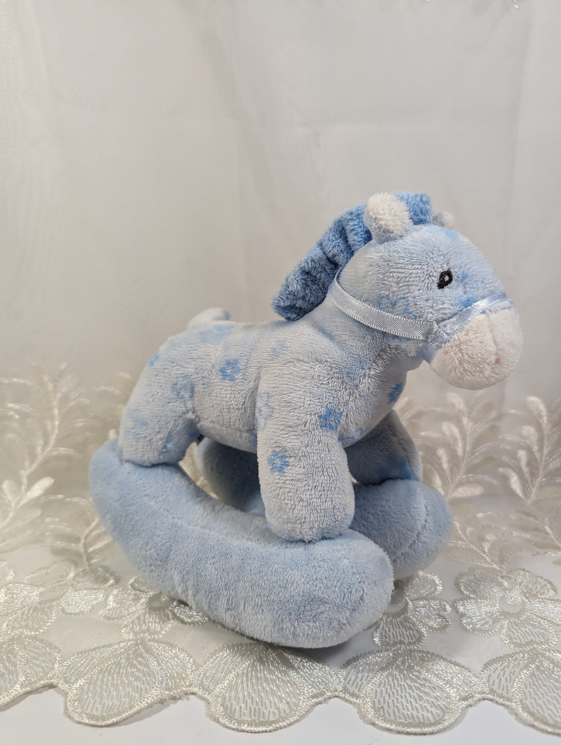 Ty Baby Collection - Pretty Pony The Blue Rocking Horse (7in) No Tag - Vintage Beanies Canada