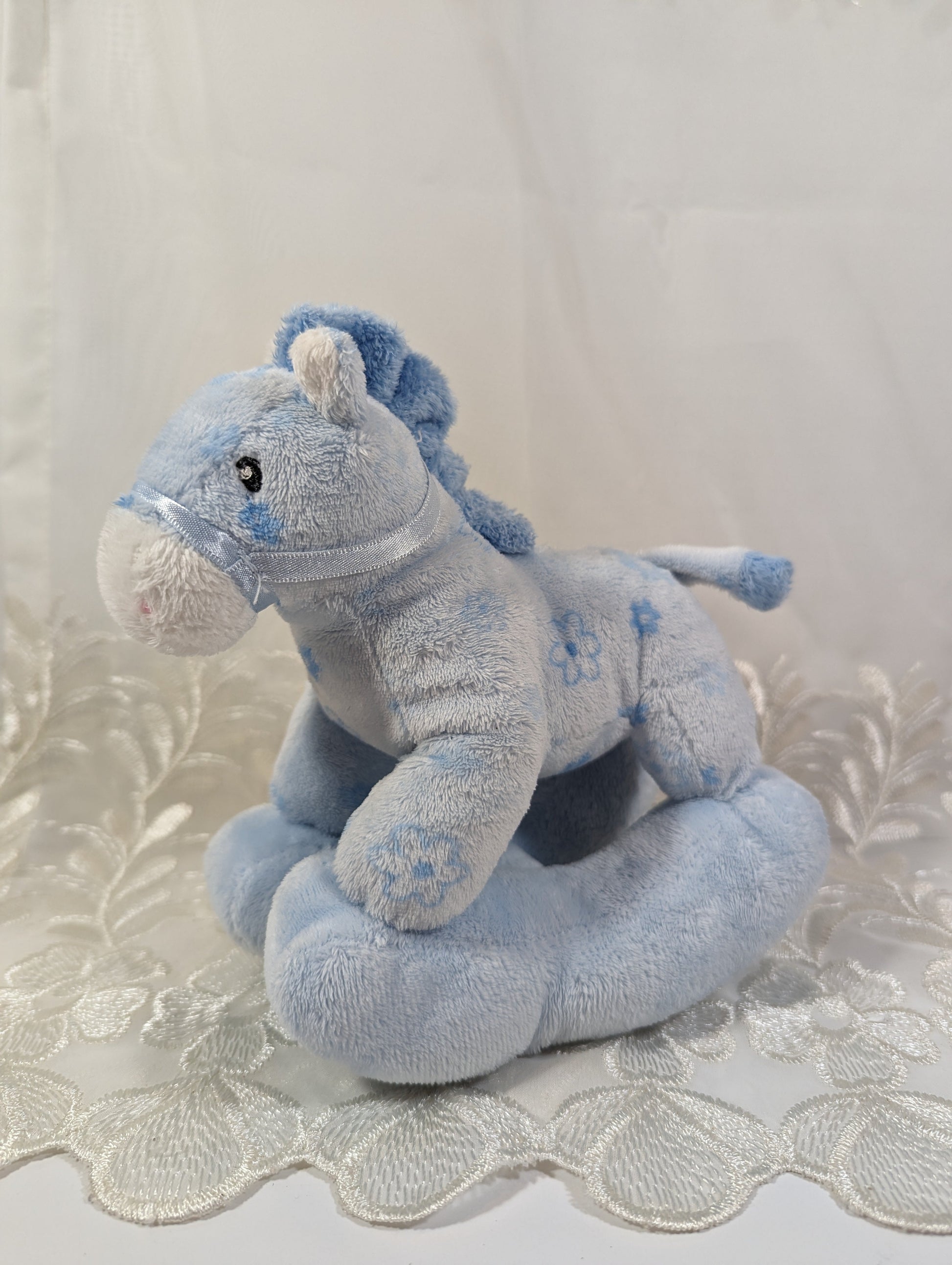 Ty Baby Collection - Pretty Pony The Blue Rocking Horse (7in) No Tag - Vintage Beanies Canada