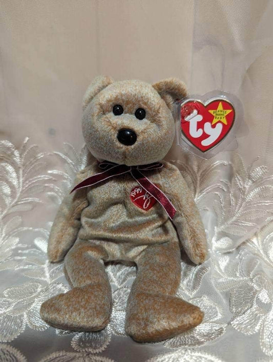 Ty Beanie Baby - 1999 Signature Bear The Tan Bear With Red Ribbon (8.5in) - Vintage Beanies Canada