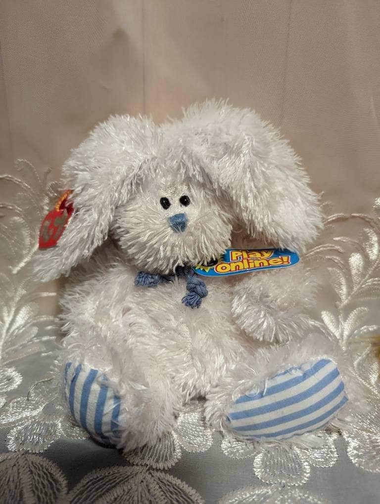 Ty Beanie Baby 2.0 - Hopsy The White And Blue Bunny Rabbit (6in) - Vintage Beanies Canada