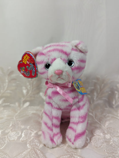 Ty Beanie Baby 2.0 - Purry The Pink Striped Cat (6 in) - Vintage Beanies Canada