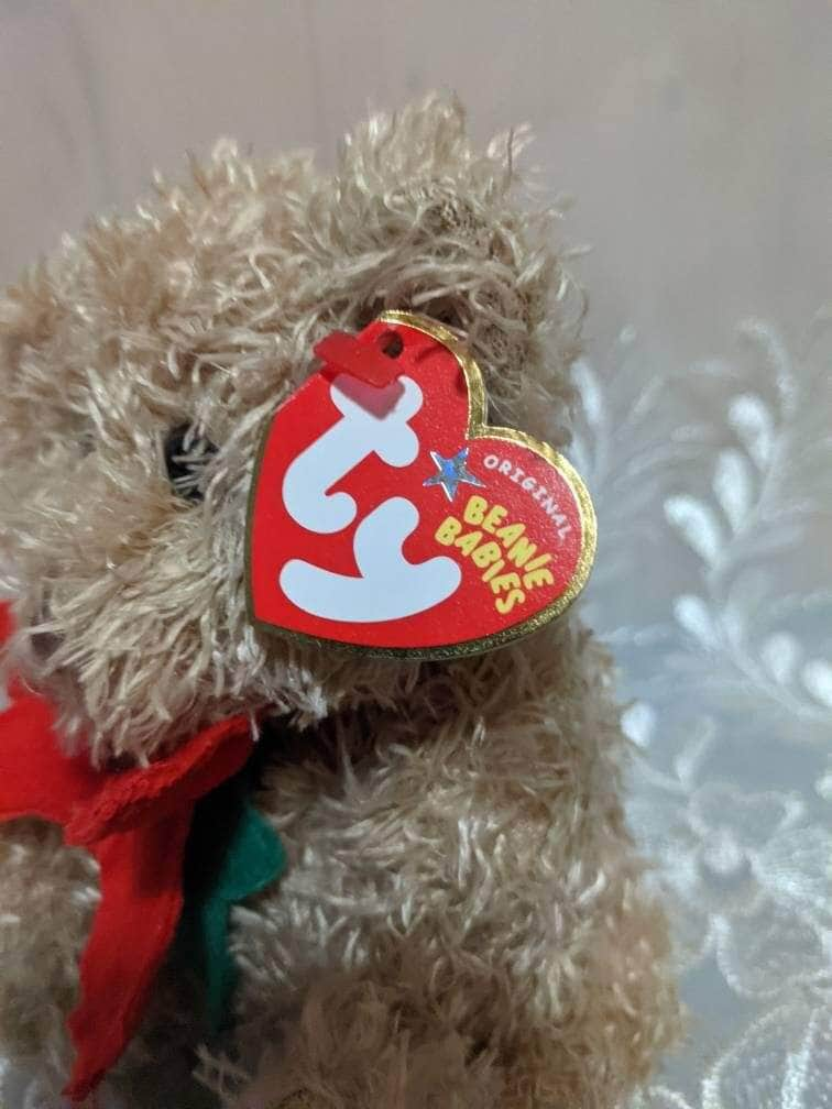 Ty Beanie Baby - 2005 Holiday Teddy Bear With Red Poinsettia (6in) - Vintage Beanies Canada