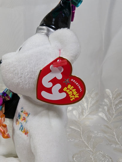 Ty Beanie Baby - 2006 Happy New Year the White Bear (8.5in) - Vintage Beanies Canada