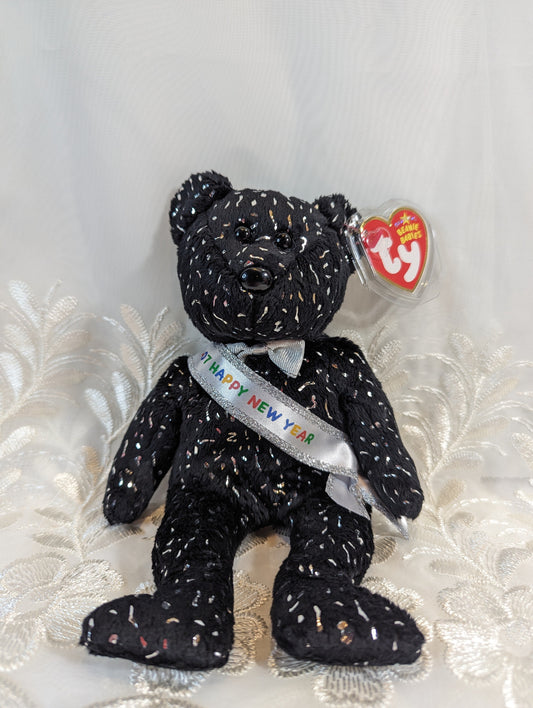 Ty Beanie Baby - 2007 New Year's Bear (8.5in) Black Version - Vintage Beanies Canada