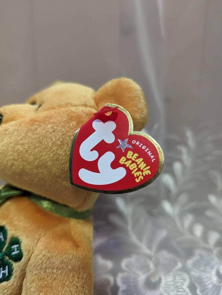 Ty Beanie Baby - 4-H The Yellow Bear With The Four-leaf Clover (8.5in) - Vintage Beanies Canada