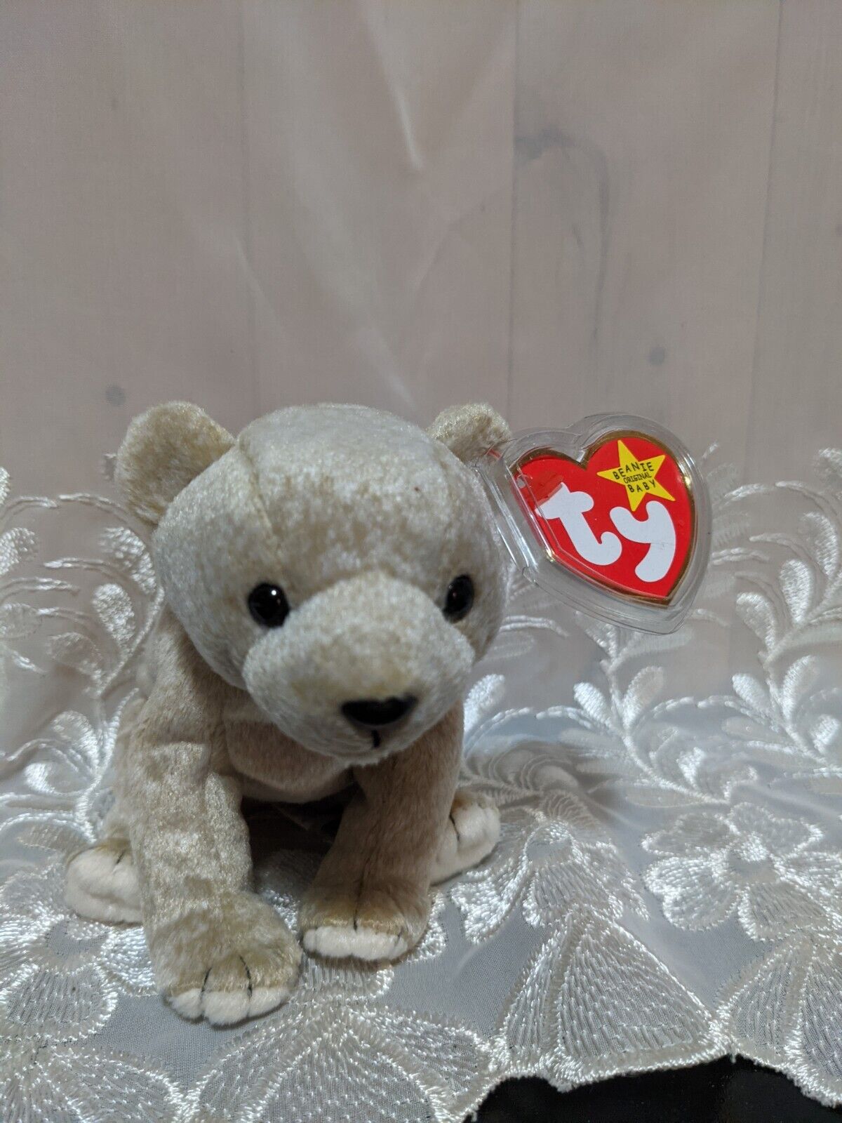 Ty Beanie Baby - Almond the Beige Bear (7in) - Vintage Beanies Canada