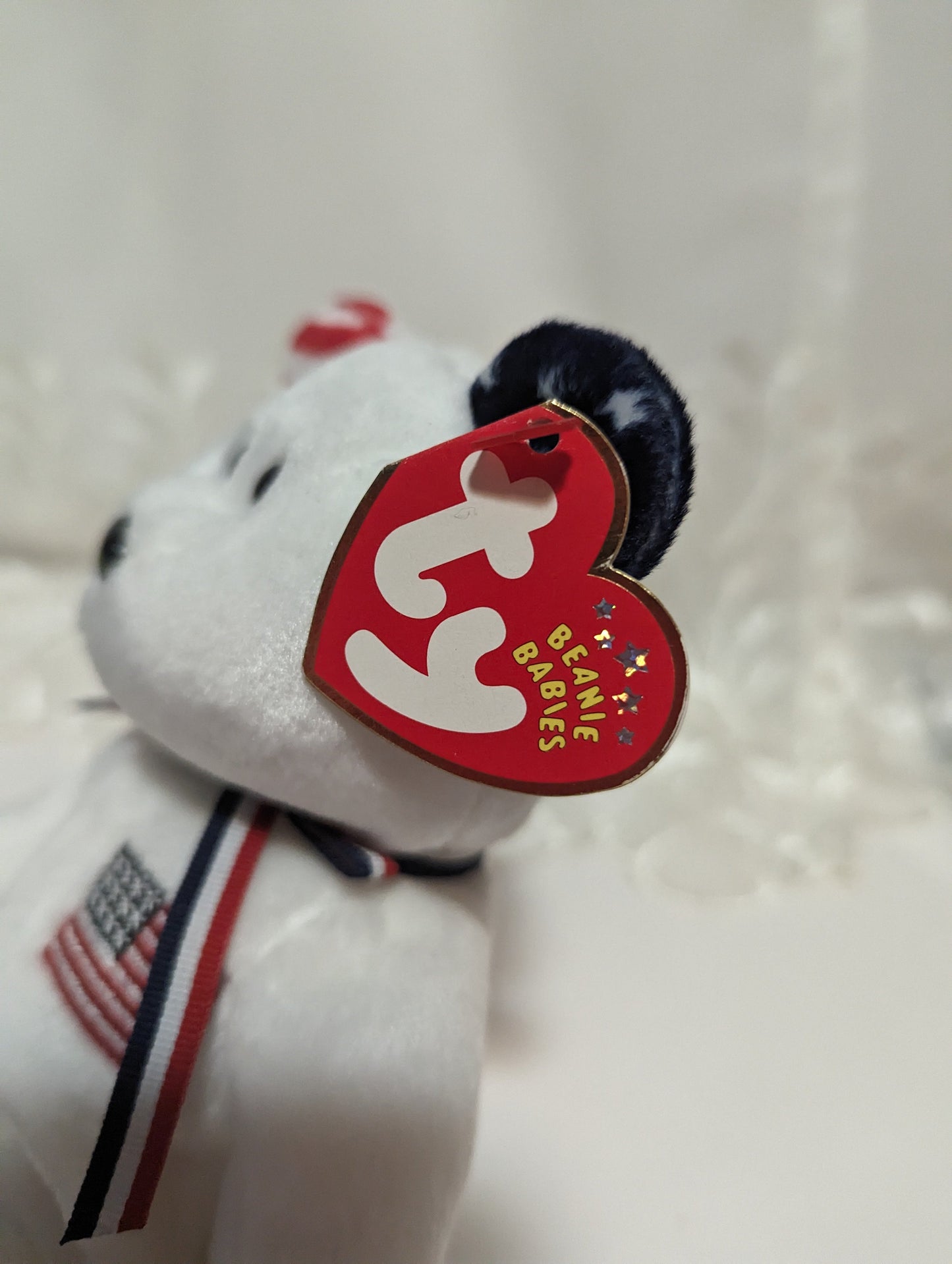 Ty Beanie Baby - America the white Bear (8.5in) Stars on Left - Vintage Beanies Canada
