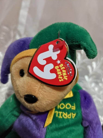 Ty Beanie Baby - April Fool The Jester Bear (8.5in) - Vintage Beanies Canada